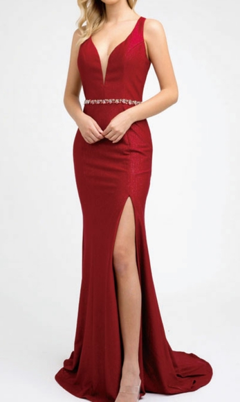 COPY - EVENING GOWN. FITTED CRISS CROSS OPEN BACK PROM - Picture 8 of 9